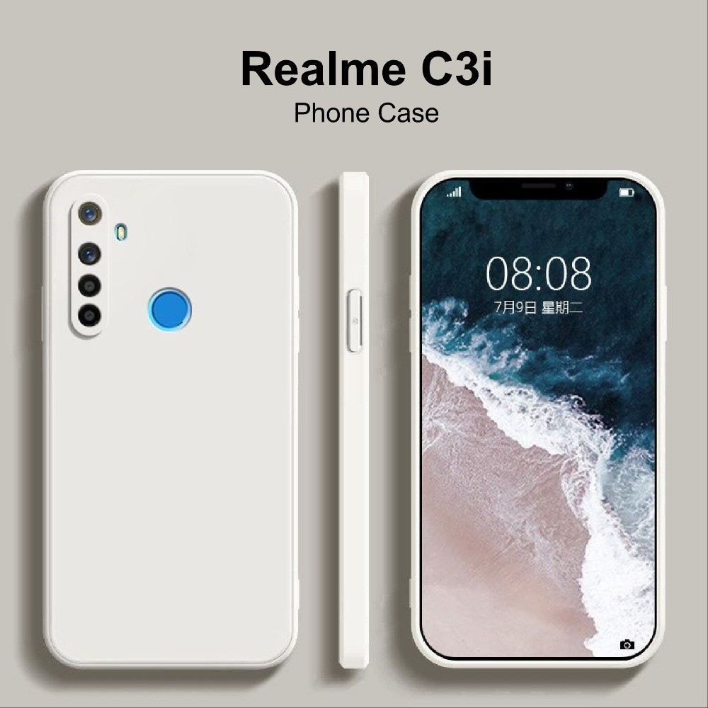 In Stock สําหรับ Realme C3i ป้องกันการล่มสลายซิลิโคนเคสเต็มคลาสสิกสีทึบเคสโทรศัพท์