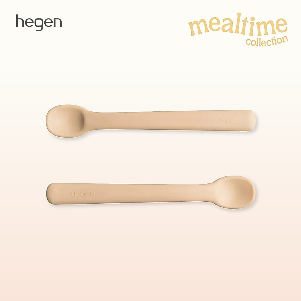 Hegen ช้อนซิลิโคนสำหรับเด็ก แพ็ค 2 ชิ้น Infant Spoon Silicone Taupe