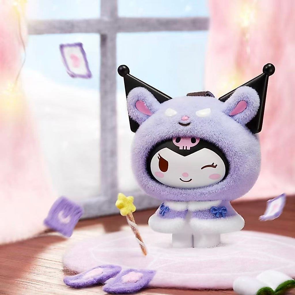 Sanrio Small Cloak Series Mystery Box Flocking จี้เปลี่ยนหน้าตุ๊กตาอินเทรนด์เล่นกระเป๋ารูป Charm ตกแต่งของขวัญวันเกิด