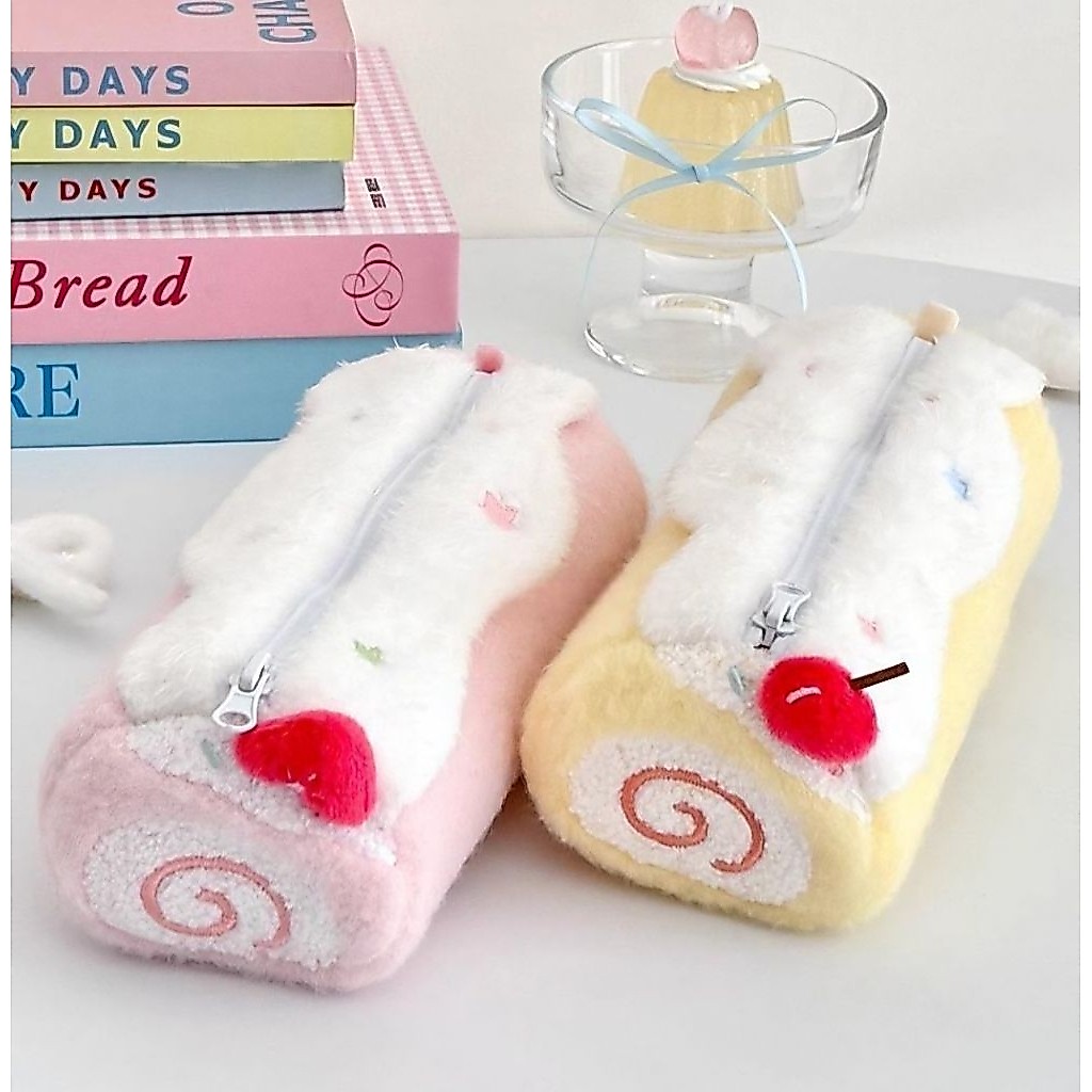 L343 กระเป๋าใส่ดินสอแบบม้วนสไตล์เค้ก กระเป๋าเครื่องเขียนน่ารัก พร้อมส่งจากไทย