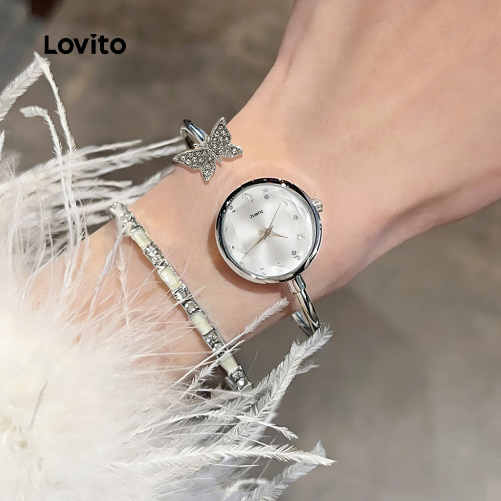 Lovito สง่างาม นาฬิกาข้อมือควอตซ์เพชรแฟลชหรูหรา LFA111061