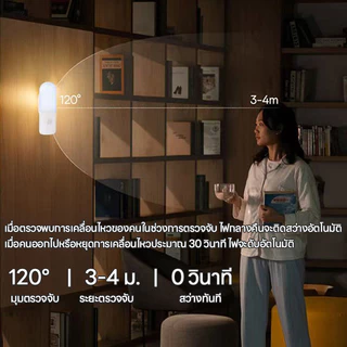 โคมไฟเซ็นเซอร์ ไฟติดห้องนอน ไฟเซ็นเซอร์อัจฉริยะ 120°ตรวจจับไกล 3-4ม ชาร์จ USB แม่เหล็กติดผนังได้ ไม่ต้องเดินสายไฟ