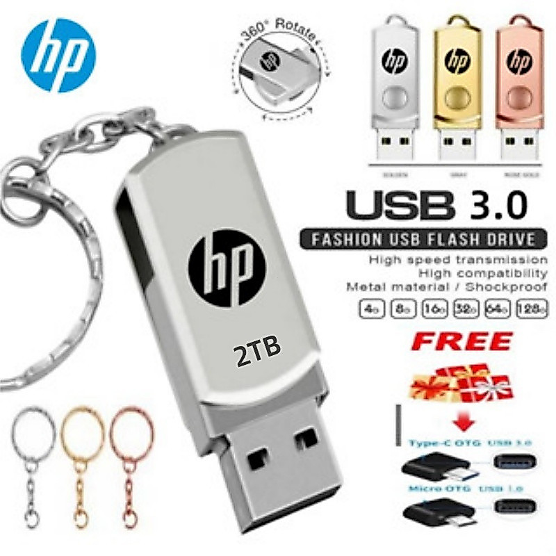 HP 2TB ความเร็วสูง OTG USB3.0 แฟลชไดรฟ์ 1TB 512GB 256GB 128GB 64GB ไดรฟ์ USB 32GB 16GB ไดรฟ์ปากกากันน้ําคอมพิวเตอร์สากล