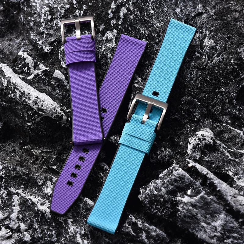 Sailcloth FKM สายยาง FKM TOP Plus FKM ฐานแบน End Quick Release Universal Watchband 18/19/20/21 มม.22