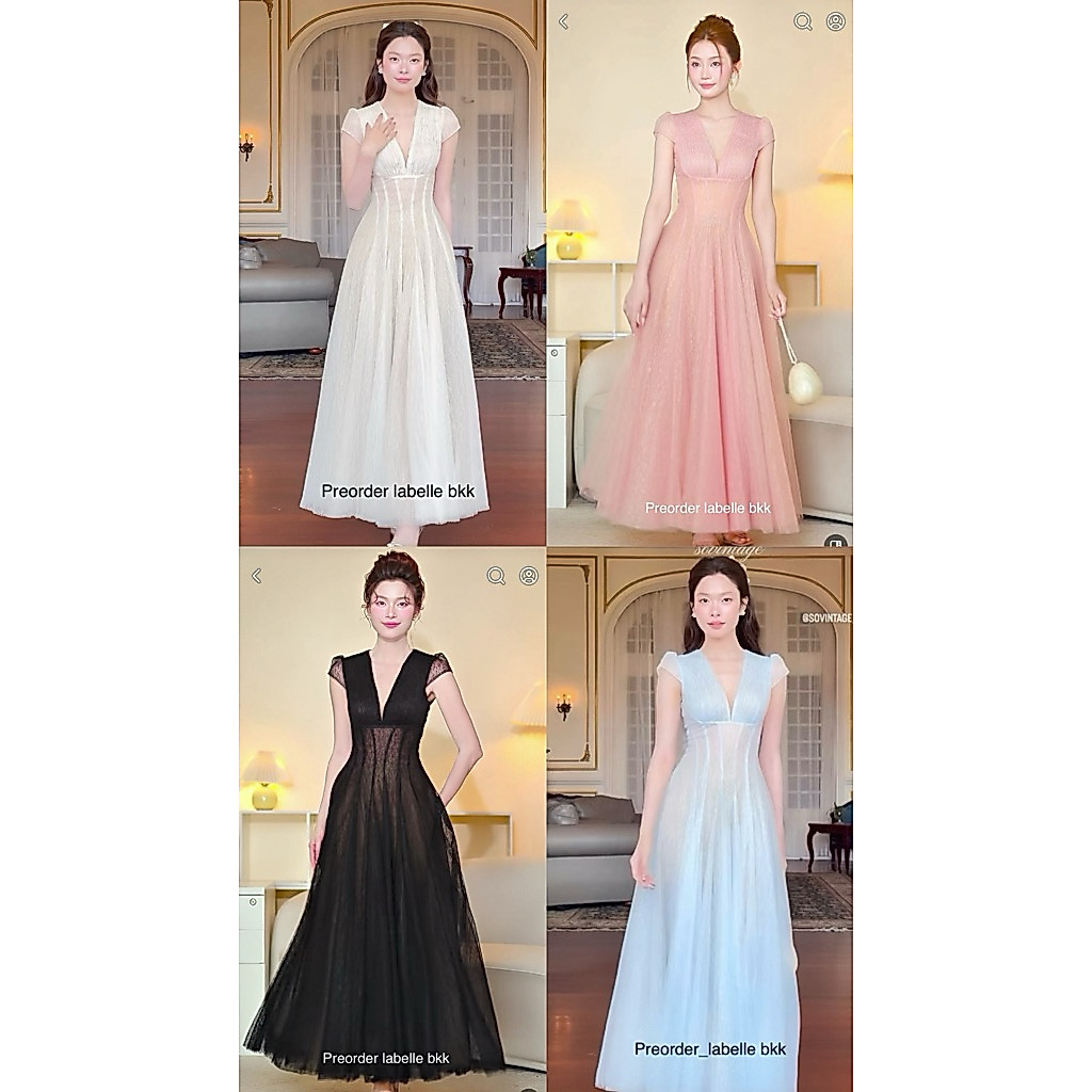 Sovintage - Acelia Dress(รอพรีเข้าไทย6-10วัน สินค้าพรีออเดอร์จากทางแบรนด์ ทักมาสอบถามก่อนสั่งซื้อได้