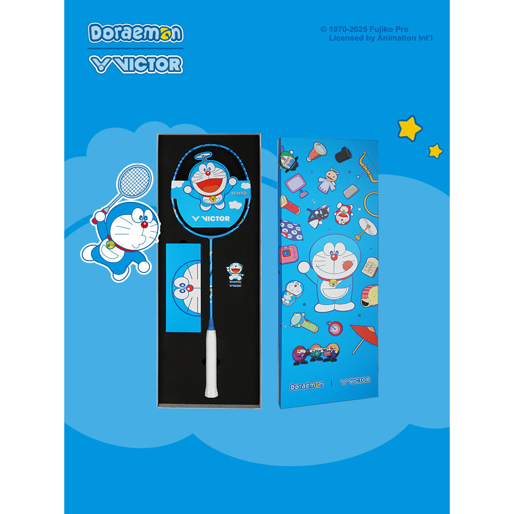 สินค้าใหม่ VICTOR/VICTOR Victory ไม้แบดมินตัน DX-DRM GB Doraemon Joint Series Gift Box
