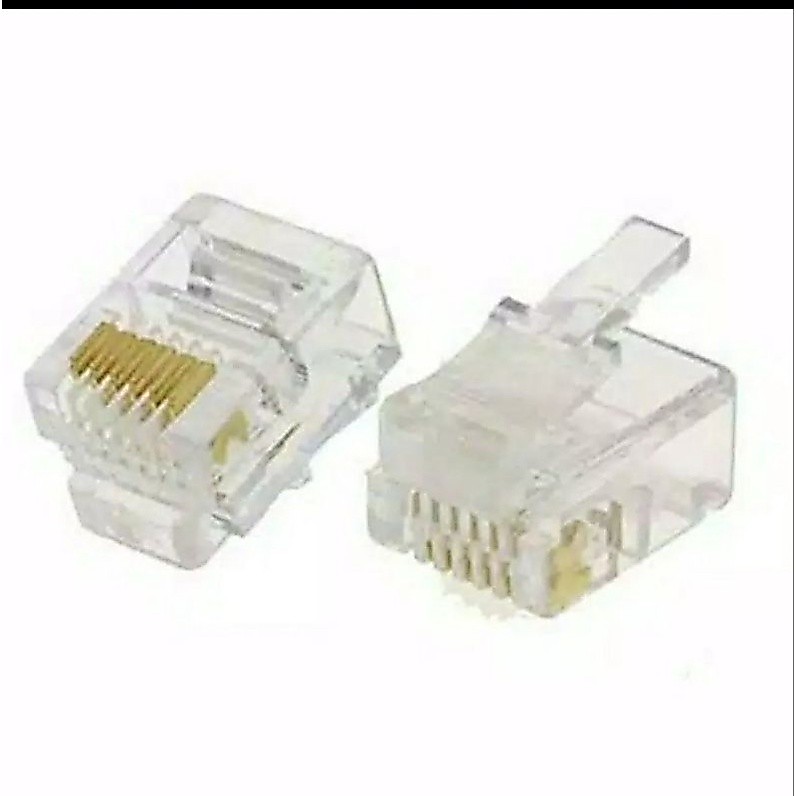 RJ11 RJ 11 PIN TELEPHONE CONNECTOR JACK LINE TELEPHONE CONNECTOR เนื้อหา 100 ชิ้น