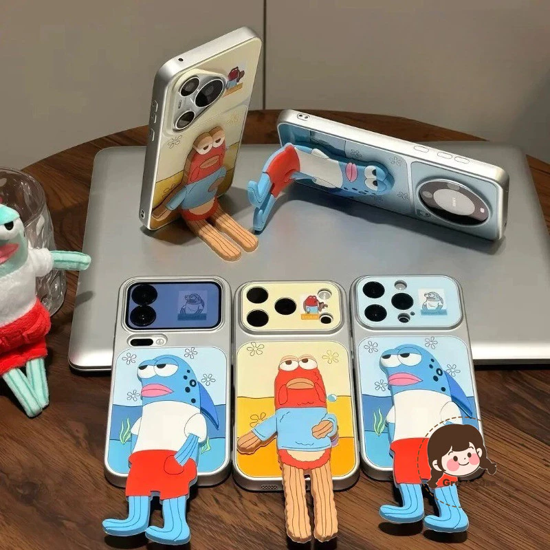 การ์ตูนตลกปลาสําหรับiPhone 17 Air 16E 16 15 14 13 12 11 Pro Max XR XS Max X 8 7 6 6s Plus SE3 SE2 น่ารักใต้น้ําCoralsฝาครอบกันกระแทกเงินปลอกนุ่ม