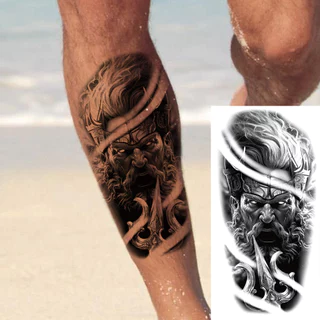 Chicano Gangster Zeus God กันน้ํารอยสักชั่วคราวสําหรับผู้ชายผู้หญิงผู้ใหญ่สีดํา Body Arm สติ๊กเกอร์รอยสักปลอม