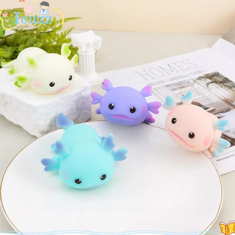 ICUZZ ของเล่นบีบ, ตุ๊กตาอยู่ไม่สุขน่ารัก Axolotl การ์ตูนปลา Squishy ของเล่น, ผ่อนคลายยืดออกแบบความเค