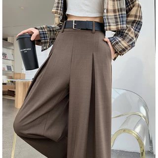 Plus Size เอวผู้หญิงชุดกางเกงเอวสูงกางเกงเอวกว้าง สไตล์เกาหลี กางเกงสูท