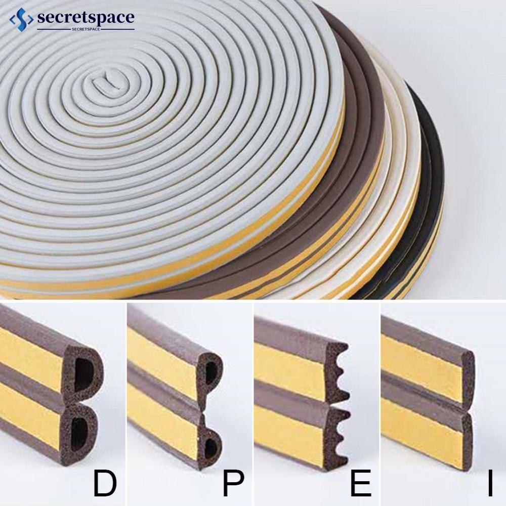 SECRETSPACE 5M/10M แถบซีลประตูหน้าต่างSelf-adhesive Acousticโฟมแถบปิดผนึกเทปฉนวนกันความร้อนWindproof
