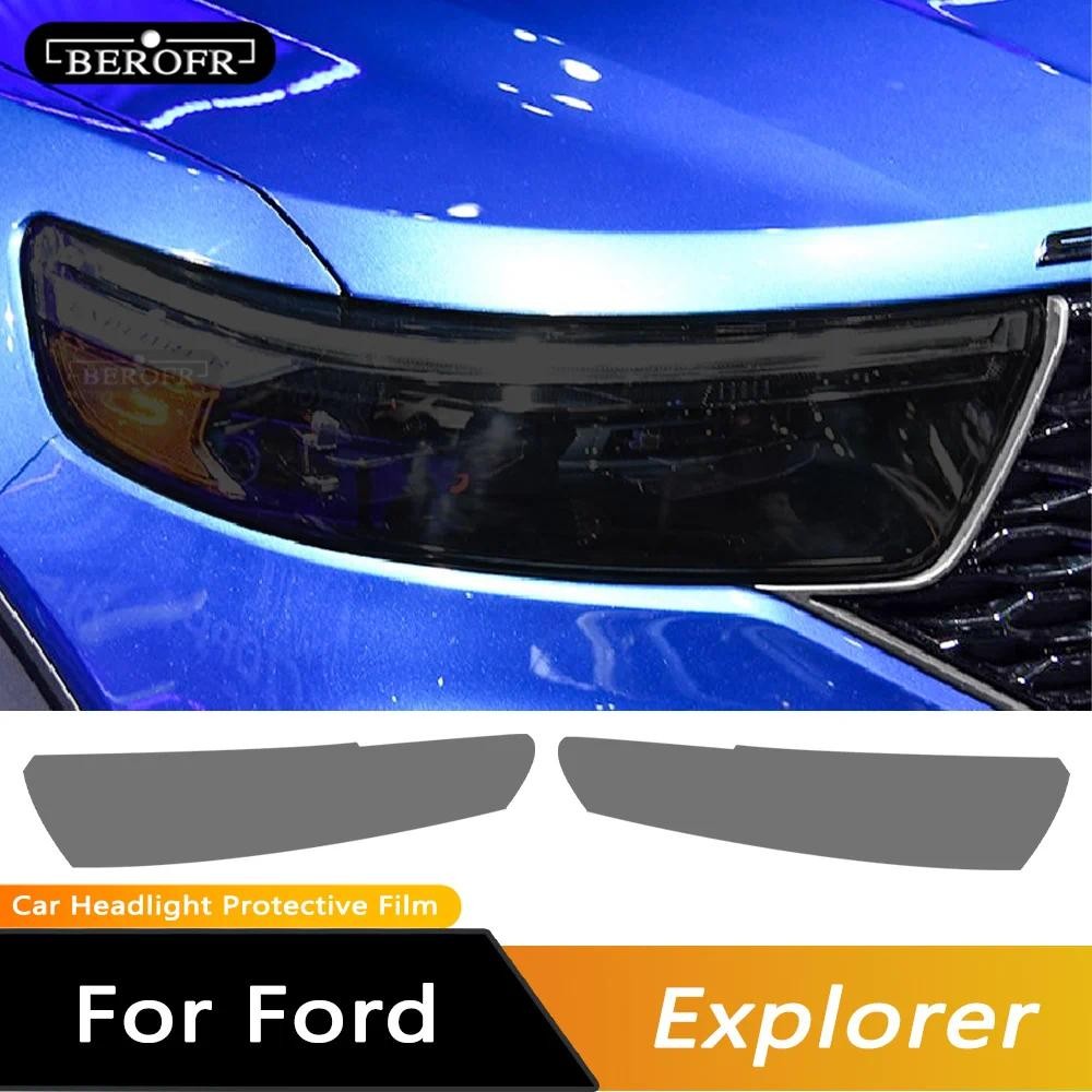 สําหรับ Ford Explorer 2020-On U625 ไฟหน้ารถสีดําป้องกันฟิล์มโปร่งใส TPU สติกเกอร์อุปกรณ์เสริม 2 ชิ้น