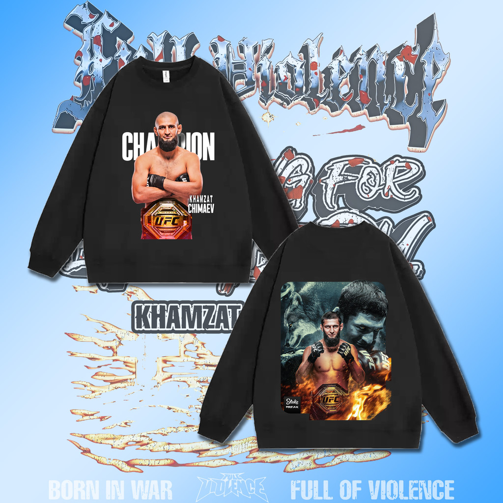 🏆【เตรียมจัดส่ง】Hamzat Chimayev wins UFC 319 เสื้อสเวตเชิ้ตคอกลมแขนยาว พิมพ์ลายคอตตอน นุ่ม ใส่สบาย #7