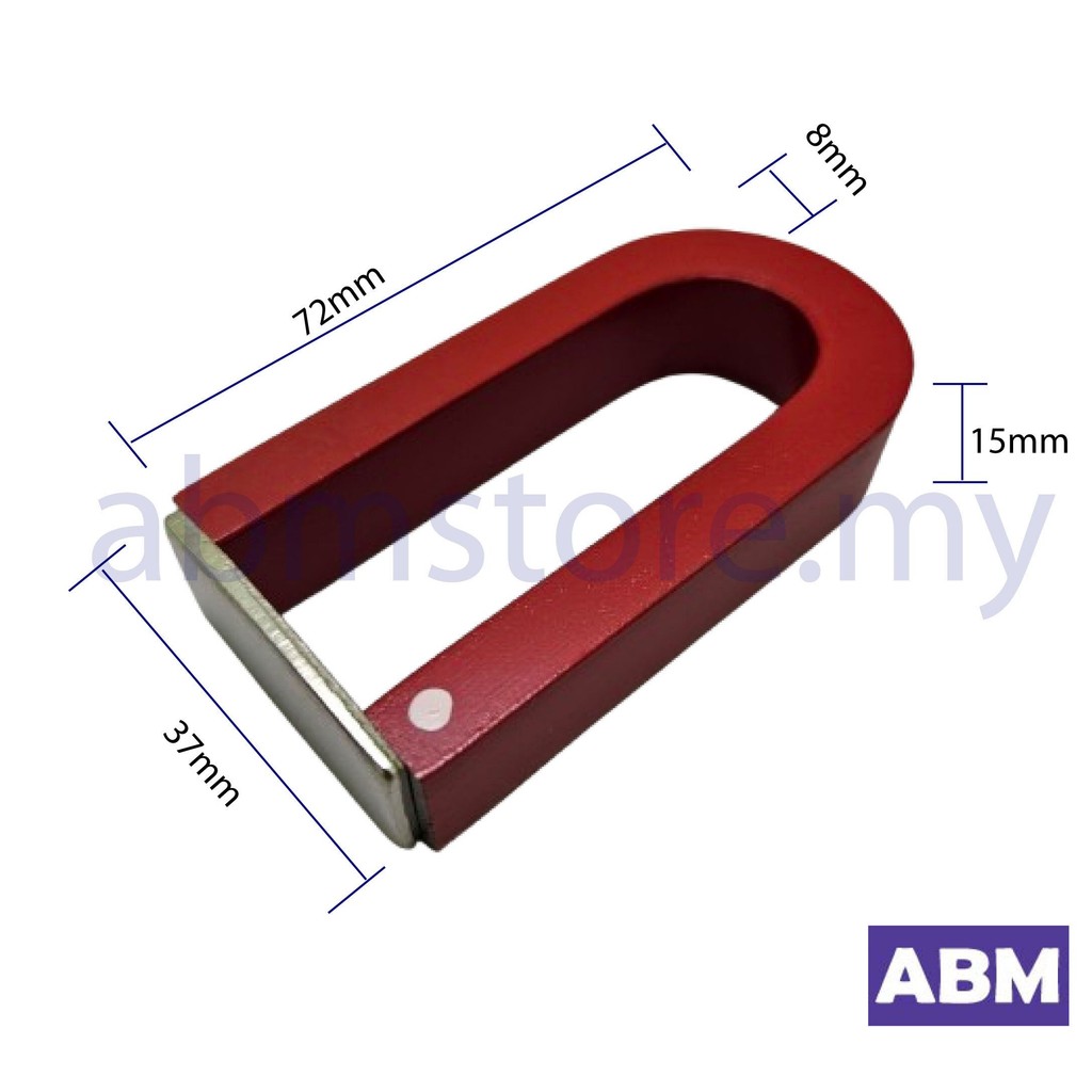 แม่เหล็ก U-Shape H72 x W37 x W8 x T15mm, Alnico