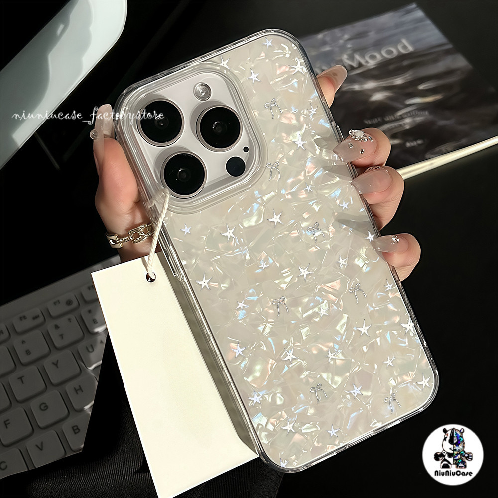 สำหรับ เคสไอโฟน16 เคส ดาวหลากสี ลายเปลือกหอย For IPhone 13 16 14 12 11 15 Pro Max XR XS X Max 7 8 16 Plus SEเคสไอโฟนสวยๆ