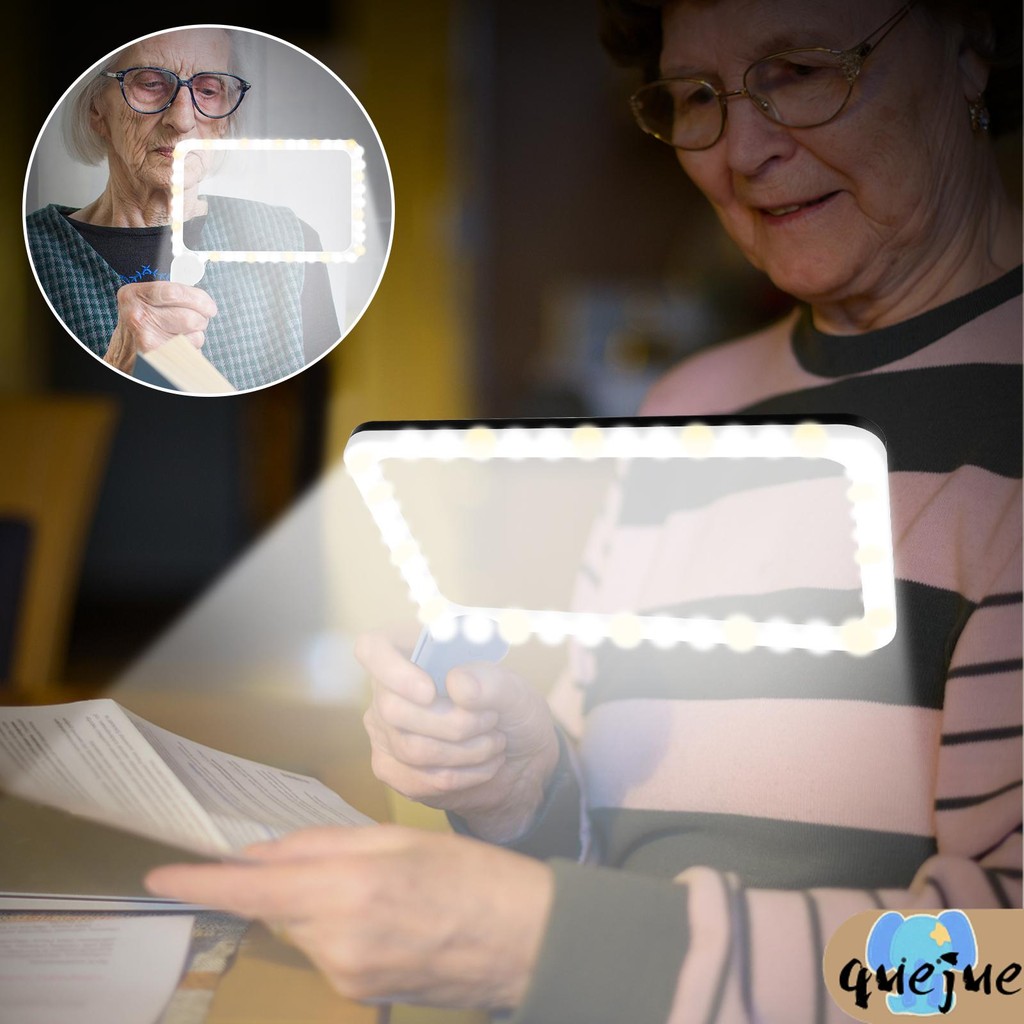 5X แว่นขยาย 48 LED Light High Clarity Ergonomic แว่นขยายมือถืออาวุโสอ่านแว่นขยาย SHOPQJC8495