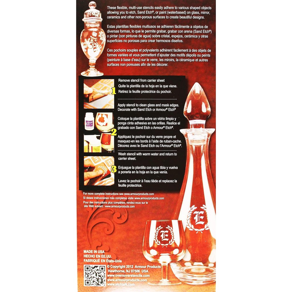 Armour Products 21-1650 Over N Over Glass Etching Stencil, 5 นิ้วโดย 8 นิ้ว, Happily Ever After W9YM