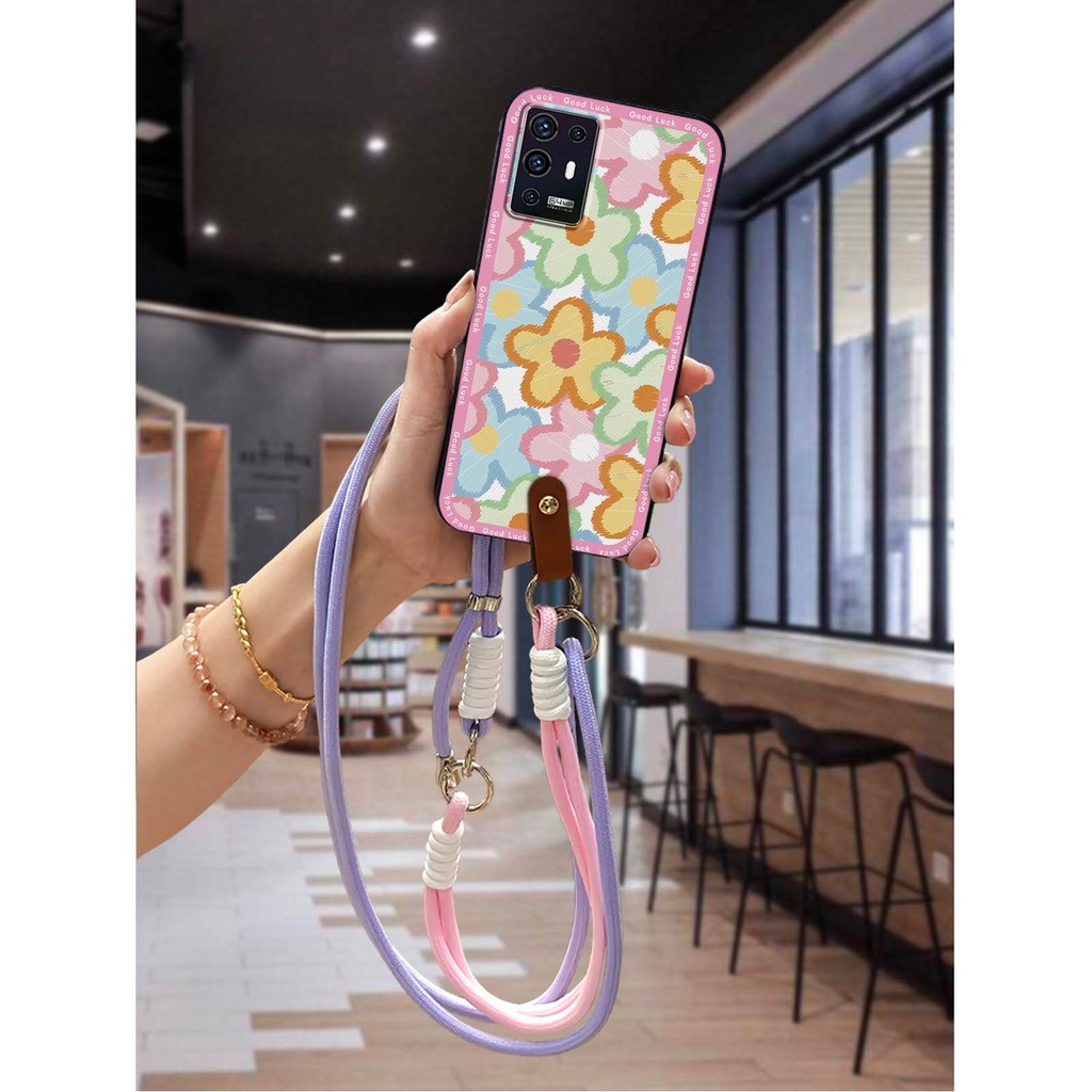 Dirt-proof น่ารักเคสโทรศัพท์สําหรับ ZTE Axon A31 5G แฟชั่นการออกแบบซิลิโคน Lanyard Diagonal Crossbod