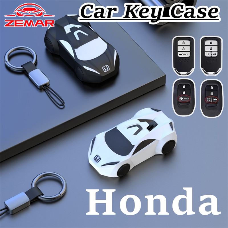 Honda การออกแบบรถกีฬาใหม่ เชลล์กุญแจรถ กรณีกุญแจ ซิลิโคนกุญแจฝาครอบคลุมป้องกันกรณีกุญแจสมาร์ท อุปกรณ์เสริมแฟชั่น Honda Civic 11th 10th gen fe fk fd Fit ge HRV Jazz gk City Hatchback Odyssey CRV BRV WRV Mugen