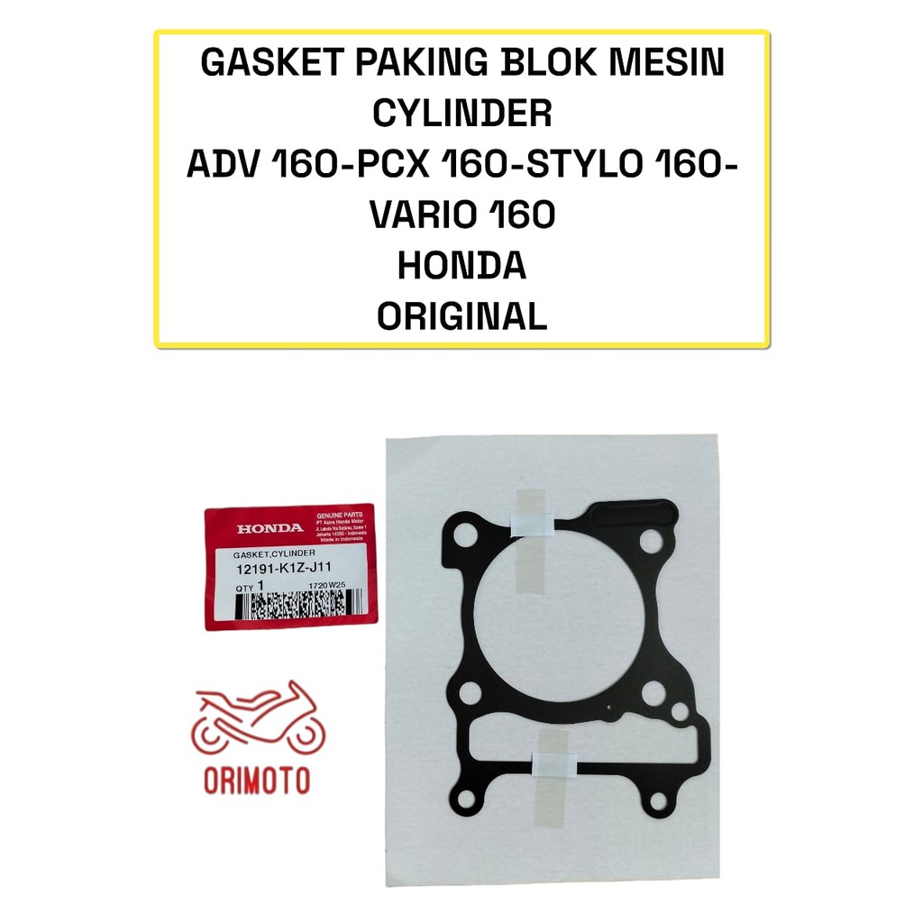 MESIN ORIMOTO-GASKET PAKING BLOCK ENGINE CYLINDER ADV PCX STYLO VARIO 160 HONDA 12191-K1Z-J11 ต้นฉบั