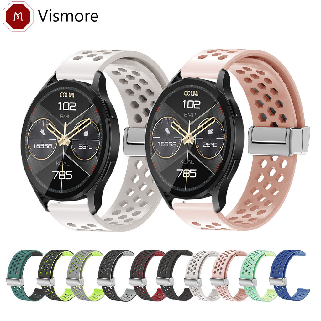 สายรัดหัวเข็มขัดแม่เหล็กพับรูขุมขนหกเหลี่ยมสําหรับ COLMI P60/P68/P78/P82/P8/P9/P28/P73/P76/P81 Plus 