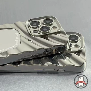 เคสไอโฟน11 คลื่นสีทึบสุดหรูสร้างกระจกขึ้นมา สำหรับ IPhone 17 AIR 13 15 16 11 12 14 Pro Max 7 8 16 14 15 Plus X XR SE 2 3