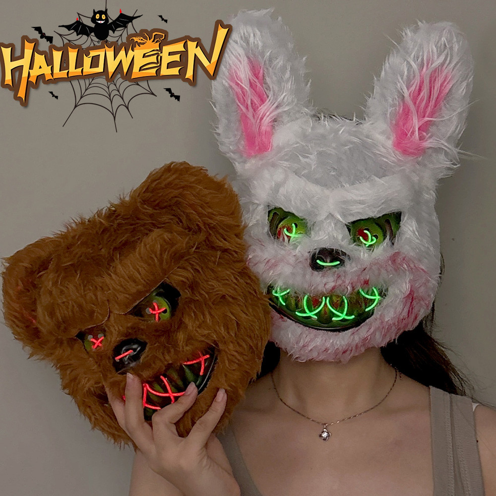ชุดอุปกรณ์อุปกรณ์เสริมเทศกาลเรืองแสง | ฮาโลวีน/อีสเตอร์ แสงสว่าง-ขึ้น หน้ากาก, การออกแบบหมีและกระต่ายสําหรับผู้ชาย/ผู้หญิงเครื่องแต่งกาย