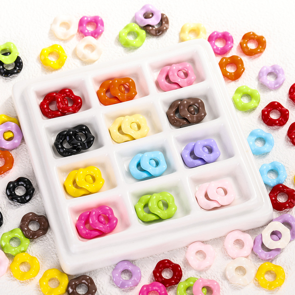20pcs 13mm สีอะคริลิคลื่นรูปร่างลูกปัด Interlayer แฮนด์เมด DIY สร้อยข้อมือสร้อยคอเครื่องประดับ