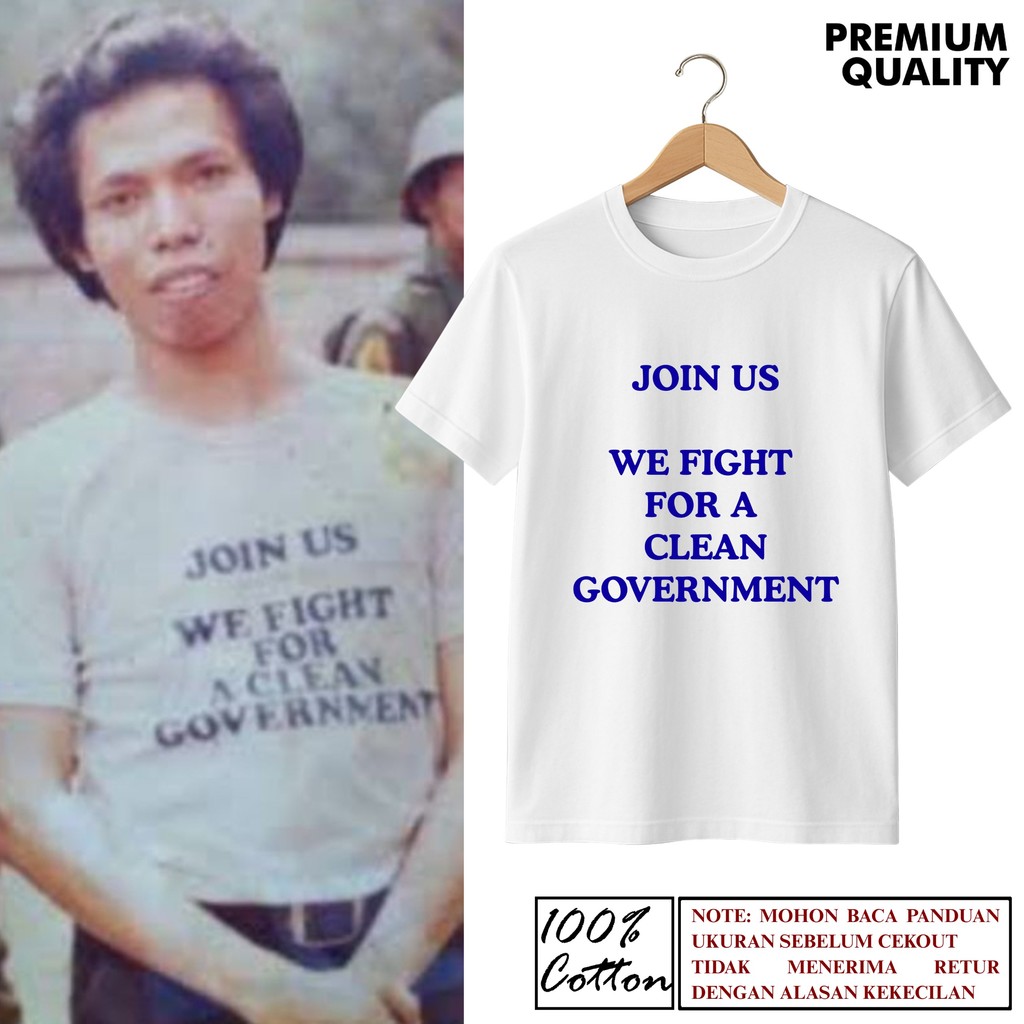 KATUN เสื้อยืดผู้ชายและผู้หญิงสําหรับผู้ใหญ่ Dono Warkop Join Us We Fight For a Clean Goverment / เส