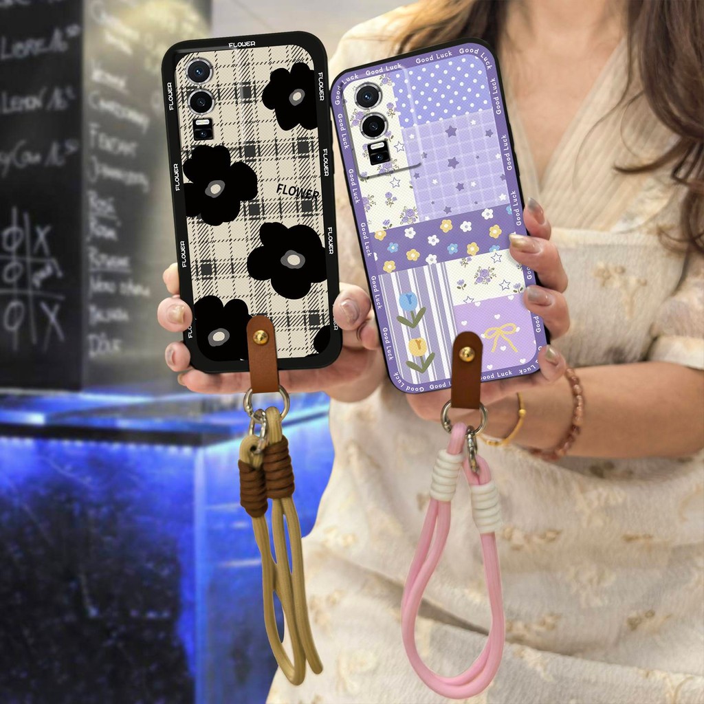 น่ารักป้องกันฝุ่นเคสโทรศัพท์สําหรับVIVO Y76 5Gแนวทแยงป้องกันการ์ตูนทนทานTPUซิลิโคนกันกระแทกแฟชั่นการ