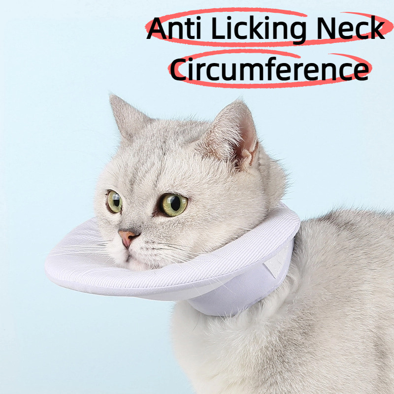 ผ้าฝ้ายนุ่มสัตว์เลี้ยง Bandana Cone Anti Lick Bite ปลอกคอสุนัขแมวแบบปรับได้