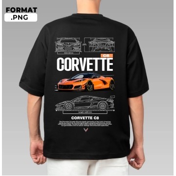 เสื้อยืด Chevrolet Corvette C8 โถไมโครไฟเบอร์