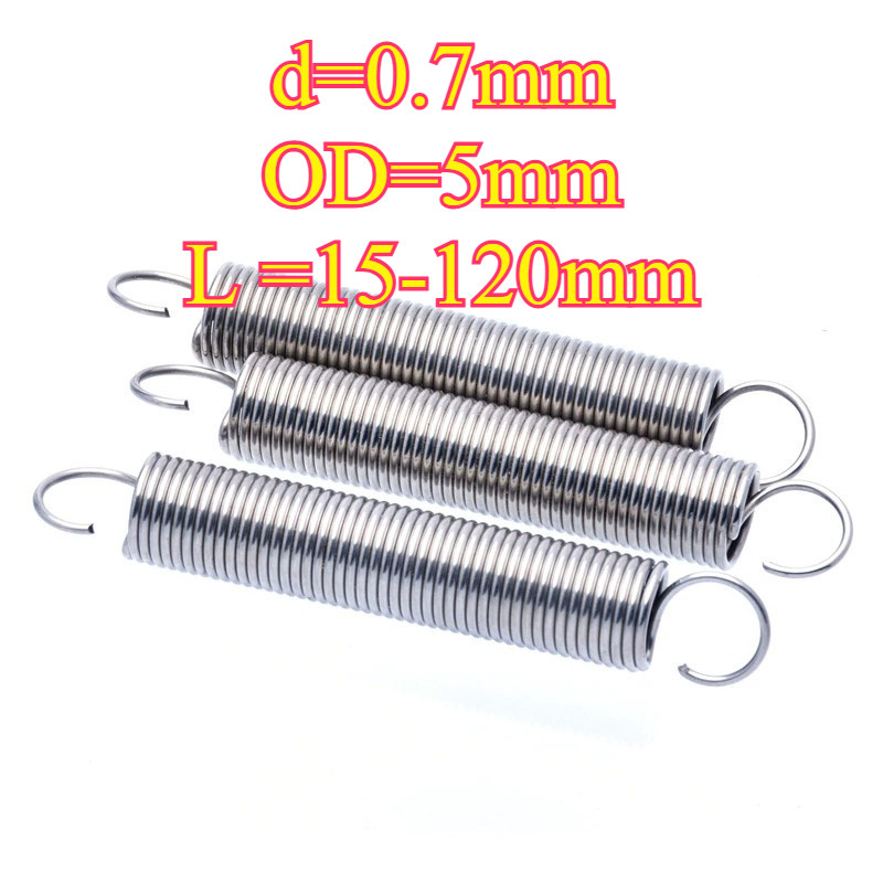 304 สแตนเลส สปริงแรงดึง/สปริง d=0.7mm,OD5mm,L=15~120mm สปริงดึงพร้อมตะขอ ทาประตูโรงรถ ขัดเงา เครื่องแกว่ง(HA-XDT-TH-1) - รูปที่ 2