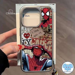 เคสกรอบเคลือบไฟฟ้าสุดหรูลายกราฟฟิตี้สไปเดอร์แมน สำหรับ IPhone 13 16 11 15 12 14 Pro Max XR X XS Max 16 7 8 15 Plus