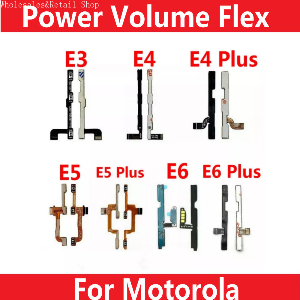 Power Volume Flex Cable สําหรับ Moto E3 E4 Plus E5 E6 Plus E6S บนปุ่มสวิทช์ระดับเสียงควบคุม Flex สาย