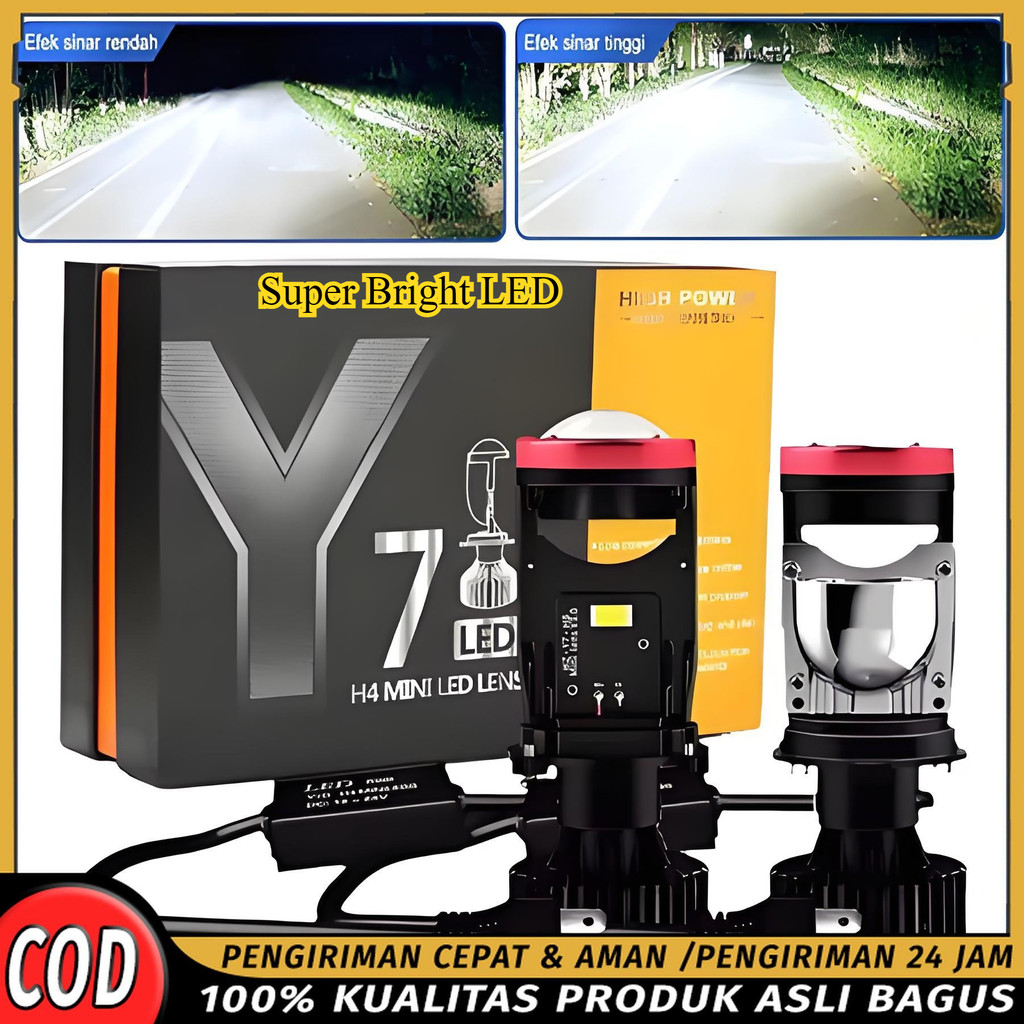 Y7D LED ไฟหน้ารถและรถจักรยานยนต์ H4 Mini Projector Projector Plug and Play – Super Bright & ประหยัดพ