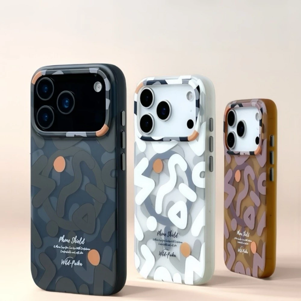 อินเทรนด์ Frosted Graffiti เคสโทรศัพท์แม่เหล็กสําหรับ iPhone 17Air 11 12 13 14 15 16 17 Pro Max 15 14 16 Plus แฟชั่นโปร่งแสง Soft Border ปลอกกันกระแทก Matte Hard PC ฝาหลัง