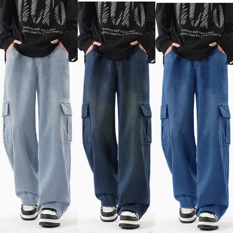 Oversize Baggy Jeans 5สี กางเกงยีนส์ผู้ชายขากว้าง ไซลิน ไดรต์ พอดี คอปกปานกลางพอดีเก็บอย่างดี มี กระ