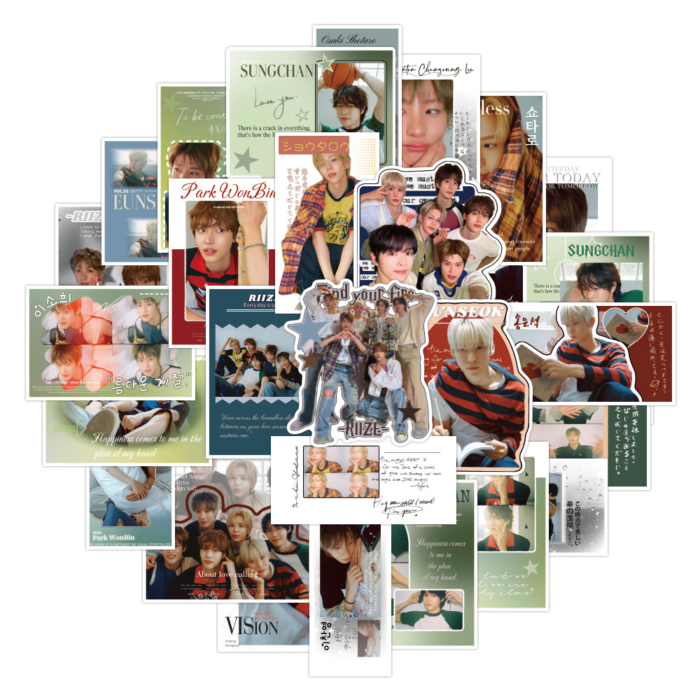 สติ๊กเกอร์ K-Pop Group RIIZE สไตล์ A 30 ชิ้น - สติ๊กเกอร์ตกแต่ง DIY สําหรับกระเป๋าเดินทาง, วารสารมือ