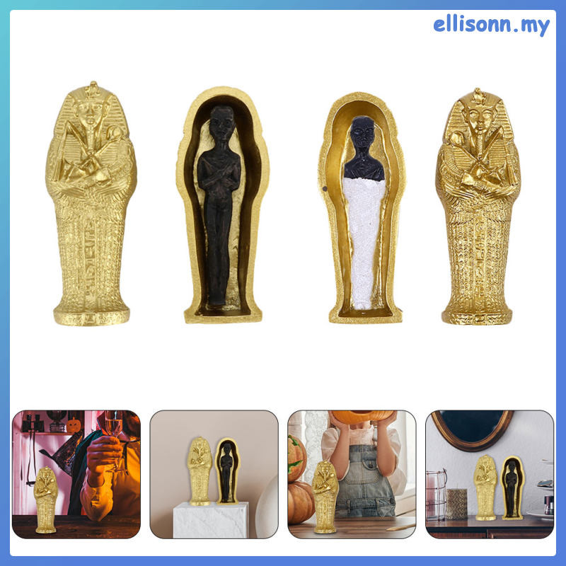 2 ชุด Mummy Figurines อุปกรณ์ปาร์ตี้ฮาโลวีน Mummy Sculptures Decor ellisonn