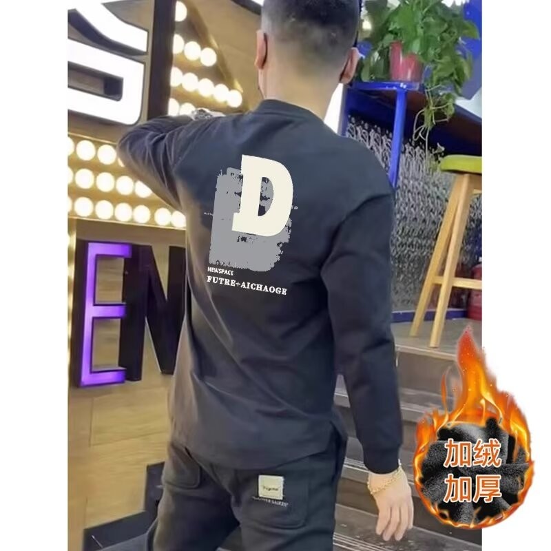 เสื้อสเวตเตอร์ 202520252024ปีฤดูใบไม้ร่วงฤดูหนาวสไตล์ฮ่องกงรอบคอผู้ชายหลวมสไตล์ใหม่อินเทรนด์ใหม่ เก๋