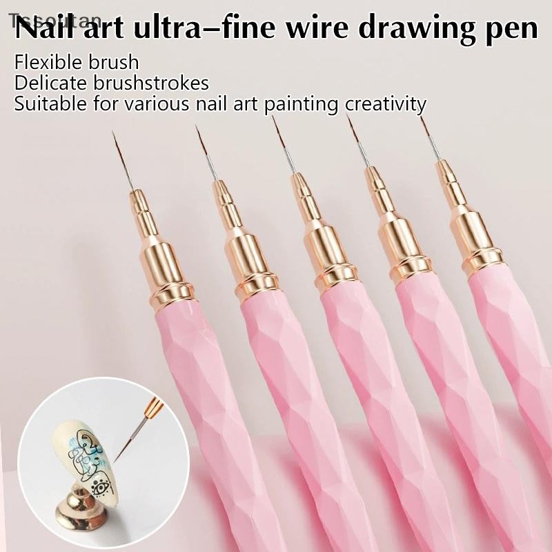 [TSST] 5 ชิ้นเล็บสายปากกาแปรง Superfine UV เจลเล็บแปรง Multicolor การสร้างแบบจําลอง Salon แกะสลักปาก