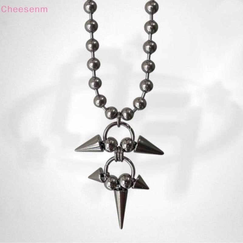 Cheenm Punk Spike Ball Chain Necklace สแตนเลส สำหรับสไตล์ Gothic Grunge Unisex
