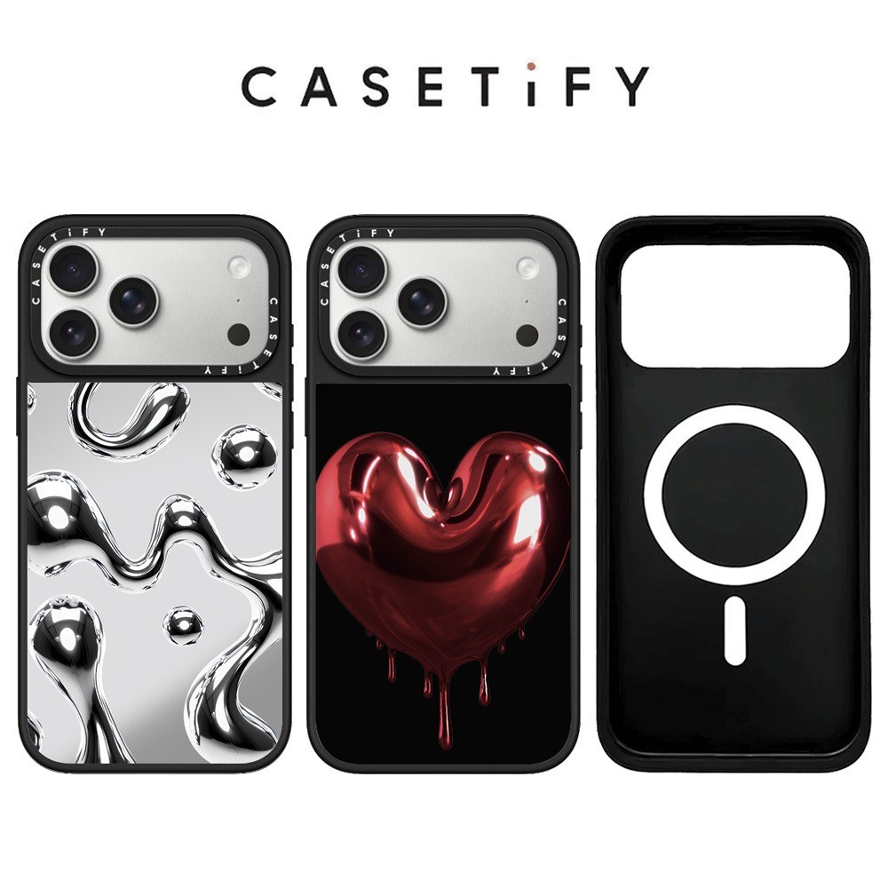 โลหะแม่เหล็ก Bloody Heart Mirror เคสโทรศัพท์สําหรับ IPhone 17 Pro Max 17Air 16 15 14 13 12 11 กันกระแทกป้องกันปลอก