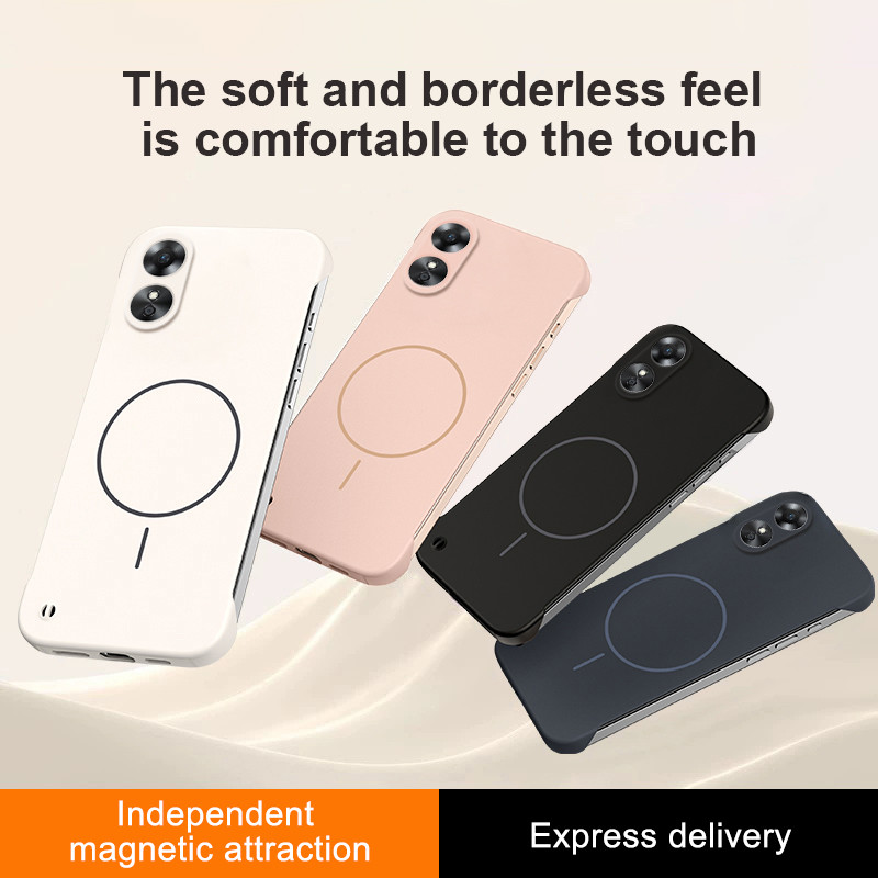 Soft Edge Magnetic Case สําหรับ OPPO A17 4G - Bezel-Free Slim Design Anti-Slip Comfort Grip - แหวนแม