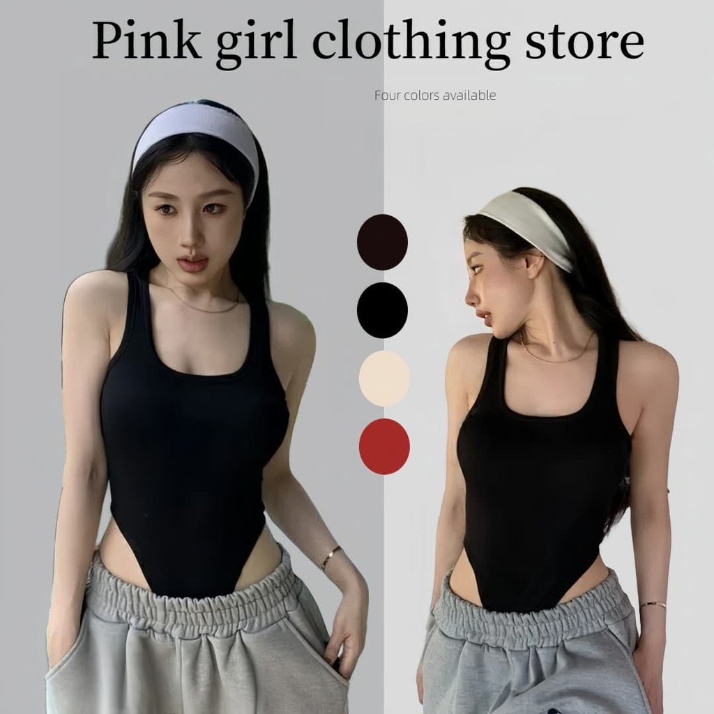 💋Pink girl💋​พร้อมส่ง ชุดบอดี้สูท ดีเทลทรงรัดรูป ยืดกำลังดี มีฟองน้ำ สไตล์เกาหลี "FY2896-1"