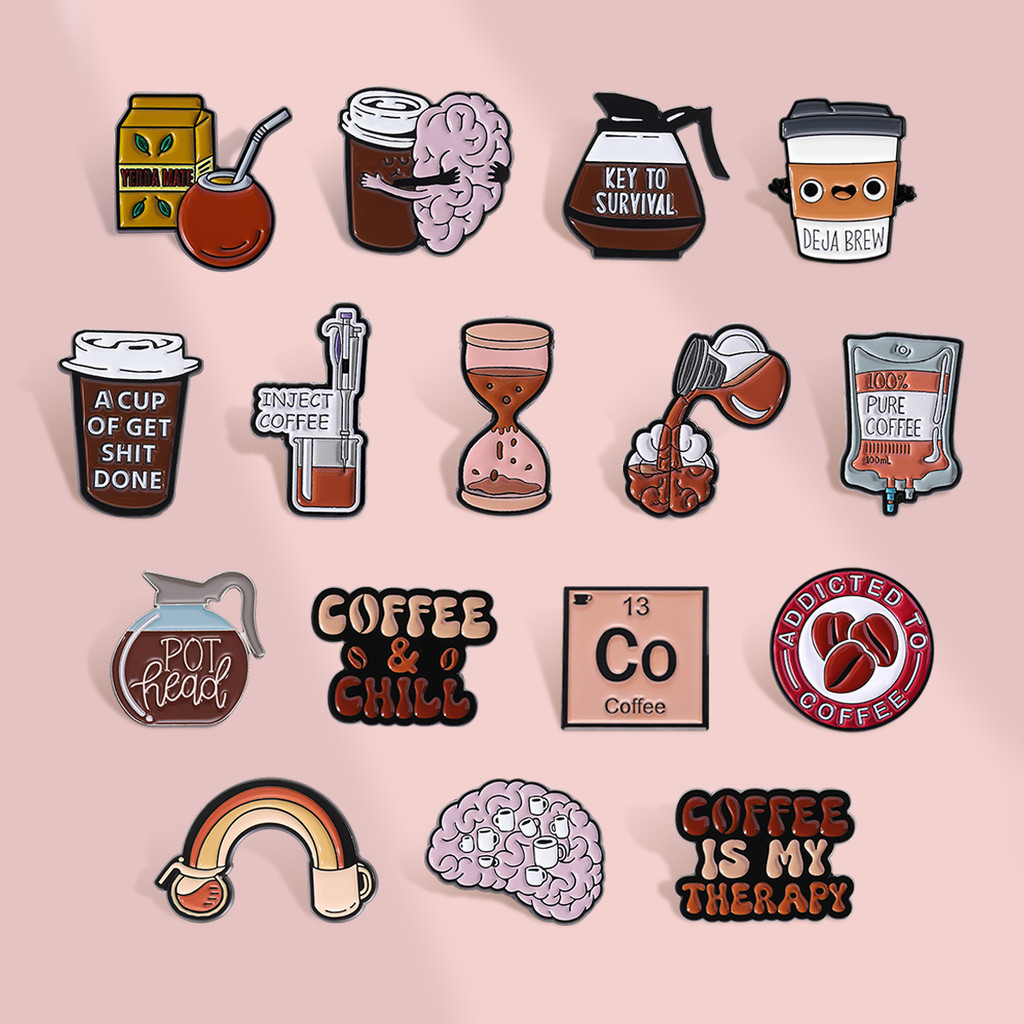 เข็มกลัดถ้วยกาแฟแบบการ์ตูน สำหรับคนรักกาแฟ เป็นอุปกรณ์เสริมแฟชันและของขวัญที่น่ารัก