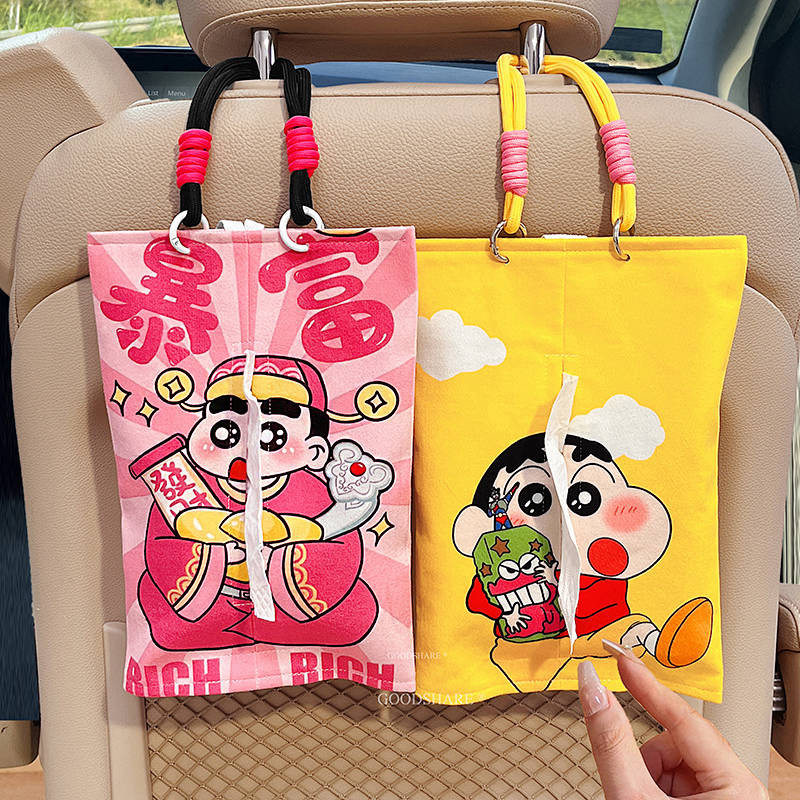 Car Tissue Box New Cute Cartoon Crayon Car Rear Seat Back-Mounted Paper Extraction Buggy Bag Car dec