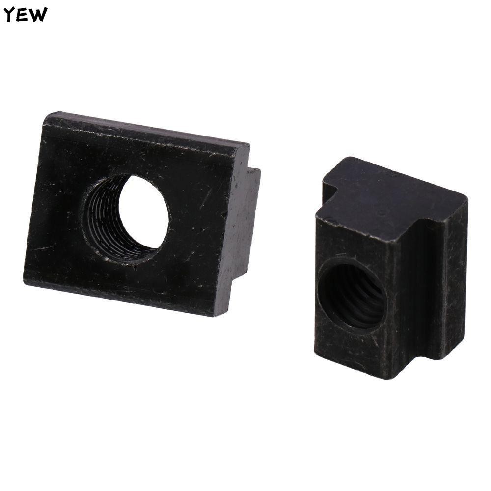 YEW 10 ชิ้น T Slot Nuts, M6 M8 M10 M12 Black Oxide Tapped Through Slot Nuts, เหล็กคาร์บอน T-Nuts